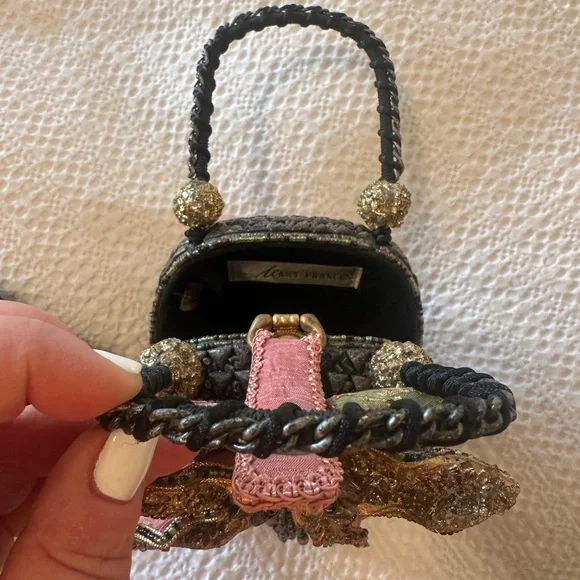 Mary Frances Pink and Green Embellished Decorative Handbag - Picture 4 of 5